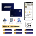 NFC Business Card with QR Code & Digital profile - Navy - Name+QR (Essential)